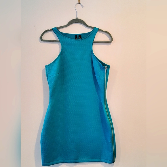 MNG Casual Mini dress with Side zipper Teal Size Medium - Picture 3 of 5